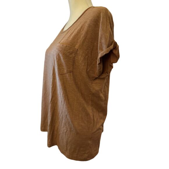 Sigrid Olsen Relaxed Pocket Tee, Copper Brown, Size XL - Picture 3 of 5